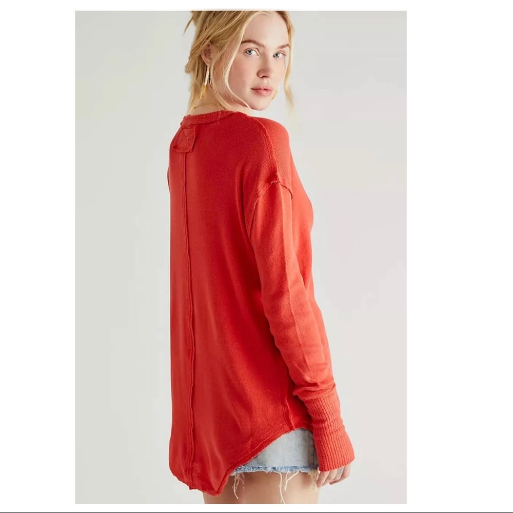 FREE PEOPLE BOHO TUNIC TOP CUFFED LONG SLEEVES TEE PULLOVER A2C - Picture 11 of 16